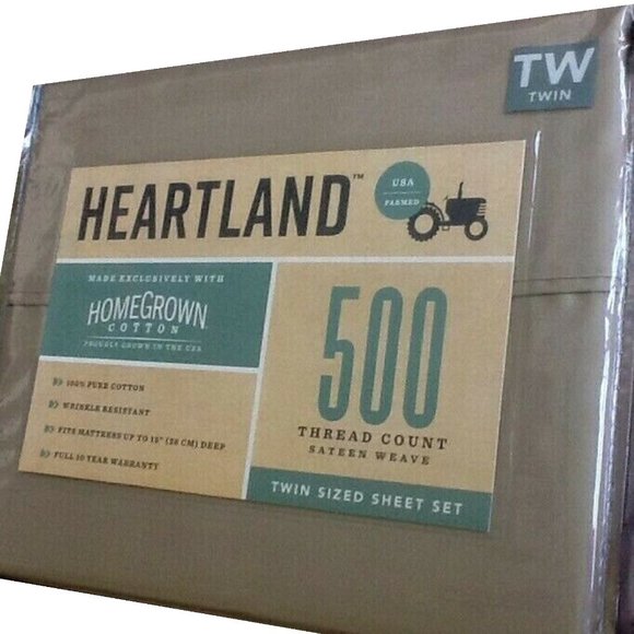 brand new KHAKI Heartland 500 TC Wrinkle Resistant 100% Cotton TWIN Sheet Set - Picture 5 of 12